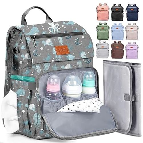 PILLANI Baby Diaper Bag Backpack - Large Bag for Boys & Girls - Diaper Backpack - Travel Diaper Bags with Changing Pad - Baby Registry Search Stuff & Shower Gifts - Newborn Essentials Must Haves Mom