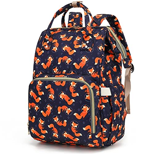 Xunteny Fox Baby Diaper Bag Backpack for Girls Boys, Waterproof Large Maternity Nappy Bags for Mom