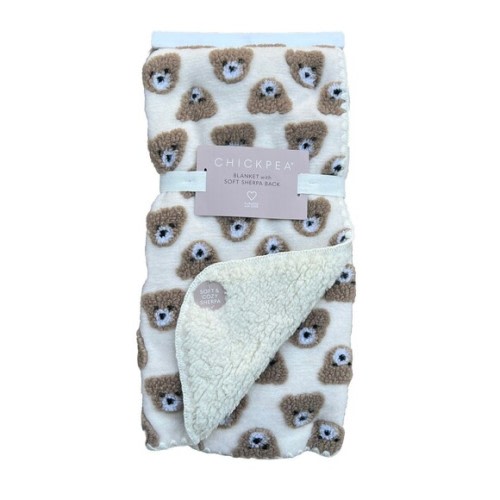 Chick Pea Baby Blanket Teddy Bear Face All Over Print Sherpa Reverse Tex…