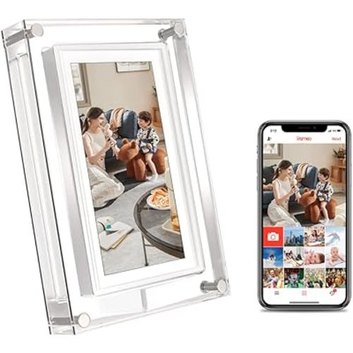 Frameo 5 inch WiFi Digital Picture Frame, Smart Digital Photo Frame 1280x800 HD IPS Touchscreen, 32GB Memory, Auto-Rotate, Photo/Video Sharing Anywhere
