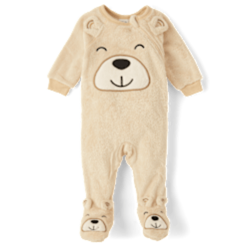 Unisex Baby And Toddler Matching Family Bear Fleece Footed One Piece Pajamas - Rice crackers