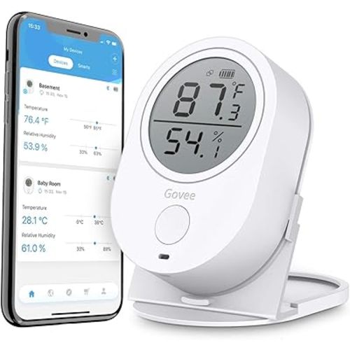 Govee Bluetooth Thermometer Hygrometer, Instant Read Indoor Digital Humidity Temperature Monitor with APP Alert, 2 Year Data Record and Export, for Home Greenhouse Incubator Humidor and Nursery Room