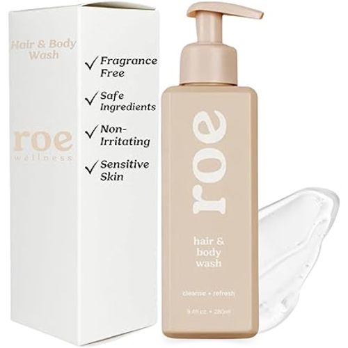 Roe Wellness- Toddler & Baby Body Wash & Shampoo Moisturizing Clean Ingredients | Suitable for Sensitive Skin, Fragrance-Free, Natural Vanilla Scent, Fresh Cleaning | 9.4 fl oz.