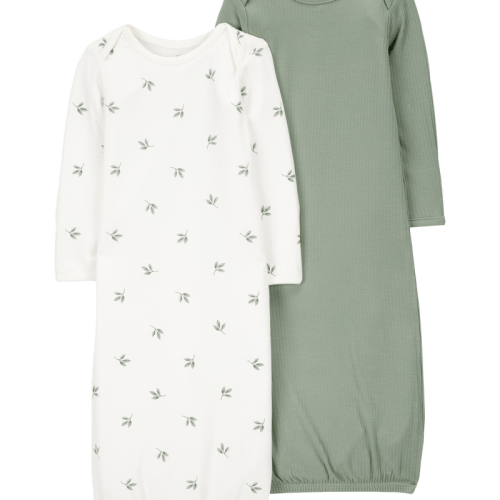 Olive/Ivory Baby 2-Pack PurelySoft Sleeper Gowns | Carter’s Oshkosh Canada