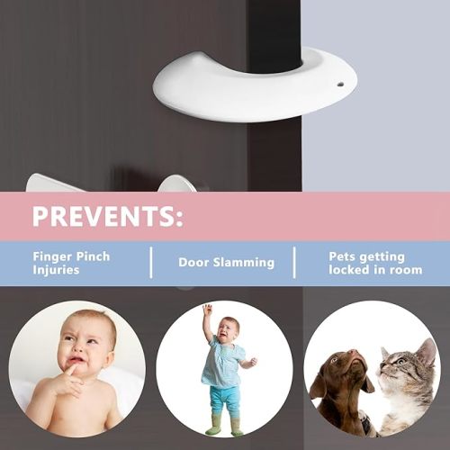 Silicone Door Pinch Guard and Door Slam Stopper, Durable Finger Pinch Guard, Prevents Pinch Injuries, Slamming Doors, Door Stopper for Kids, 4 Packs White.