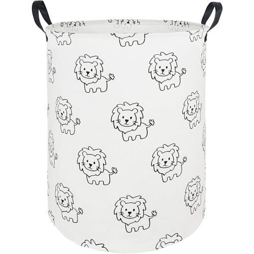 KUNRO Large Storage Basket Toy Box Bin Laundry Bag Foldable Hamper Clothes Kids Gift Organizer Chest Waterproof Coating Organizer Dorm Nursery Home(lion)