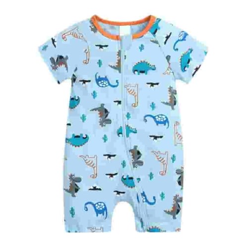 Romper for Baby Boys 18-24 Months Summer Baby Short Sleeved Baby Baby Print Zipper Bodysuit Cute Overall Rompers Jumpsuit,C,18-24 Months