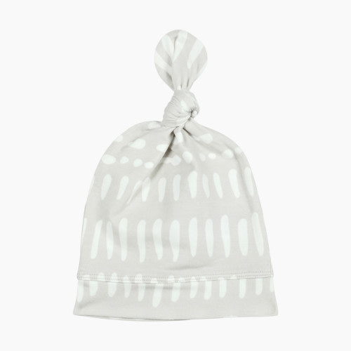 Loulou Lollipop Top Knot Beanie (Tencel) - Grey Mudcloth, 0-6M
