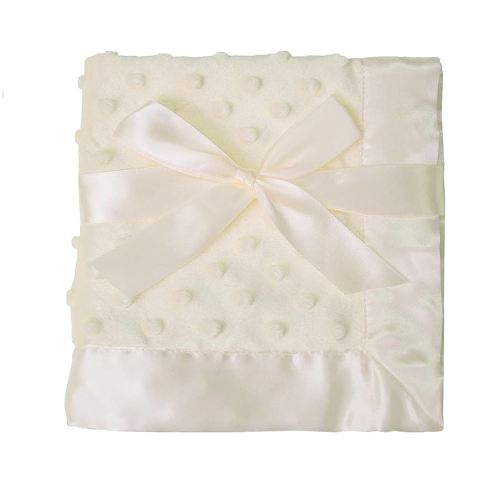 American Baby Company Heavenly Soft Chenille Security Blanket, 2-Layer Design with Minky Dot & Silky Satin, Cream, 14" x 14" for Boys and Girls