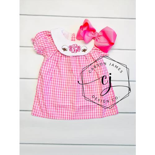 Monogram Cotton Boll dress for baby toddler kids girls