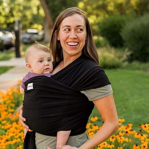 Sleepy Wrap Baby Carrier - Newborn to Toddler - Hands-Free - Stretchy Ergonomic Wraps - Lightweight Sling - Body 7-35 lbs (Black) - Sable Black
