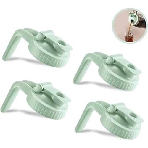 4 Pack Wide Mouth Mason Jar Lids V-Shaped with Handle, Mason Jar Pour Spout Lid with Extended Flip Lid Easy to Open, Airtight Leak Proof and Durable