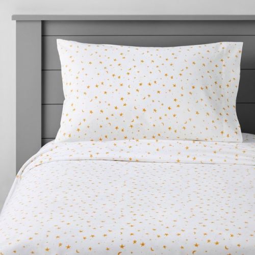 Full Stars Cotton Kids' Sheet Set Yellow/white - Pillowfort™: Full Size, 220 Thread Count, Oeko-tex Certified