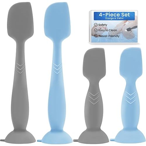 4-Pack Diaper Cream Spatula - Butt Spatula Baby 2 Large & 2 Mini Size with Travel Case, Soft Silicone Diaper Rash Cream Applicator for Newborn Baby Essentials