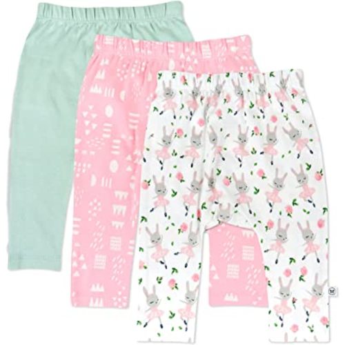 HonestBaby Multipack Harem Pants Roomy Fit Pull on Bottoms 100% Organic Cotton for Infant Baby Boys, Girls, Unisex