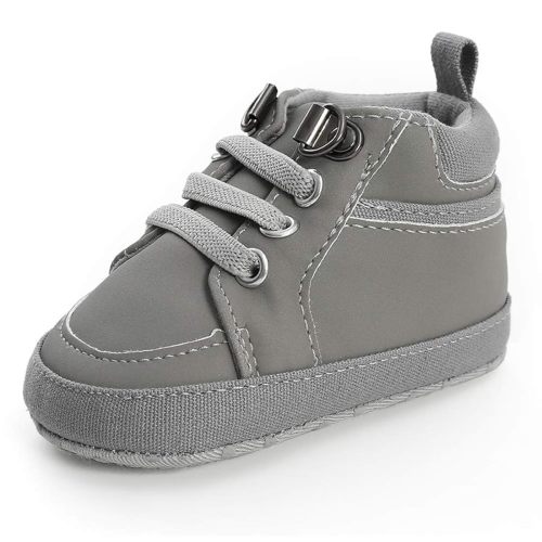 SOFMUO Baby Boys Girls High Top Ankle PU Leather Sneakers Soft Rubber Sole Infant Moccasins Newborn Oxford Loafers Anti-Slip Toddler Wedding Uniform Dress Shoes
