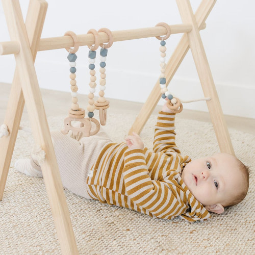 Poppyseed Play Natural Pine Wood Gym - Gray Toys