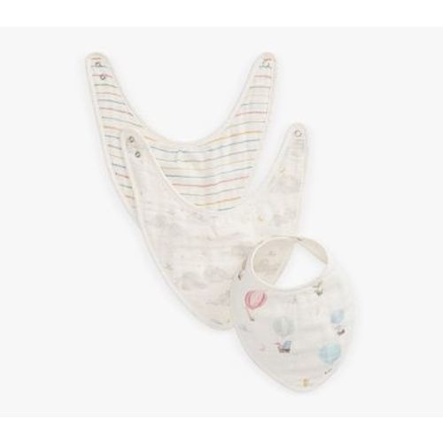 Organic Hot Air Balloon Muslin Bib Set Of 3 , Multi