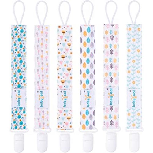Babygoal Pacifier Clips, 6 Pack Binky Paci Holder and Leash for Boys and Girls Fits for Most Pacifier, Binkie Styles & Baby Teethers & Toys and Gift 6PS35