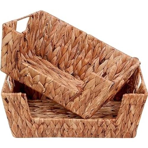 Water Hyacinth Baskets Wicker Baskets, Set of 2 Pcs
