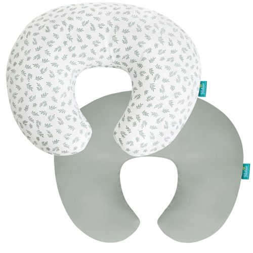 Biloban Nursing Pillow Cover 2 Pack for Boppy Pillow, Aqua Leaf | Breathable & Skin-Friendly Nursing Slipcovers for Breastfeeding Mom, Machine Washable