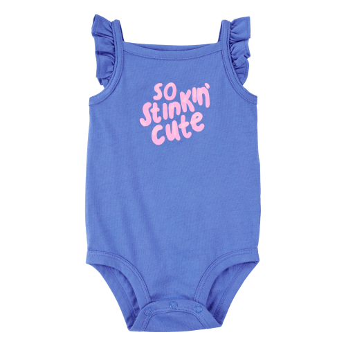 Baby So Stinkin' Cute Flutter-Sleeve Bodysuit - Blue - Carter's | Carter's