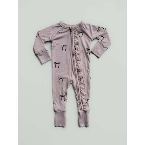 Dainty Bows | Ribbed Bamboo Frill Romper