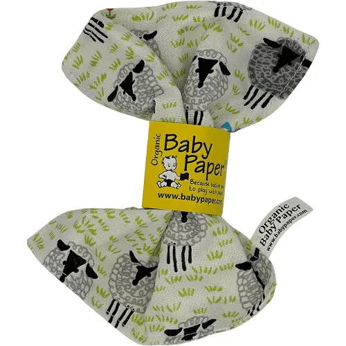 Baby Paper Original Crinkle Teether & Sensory Toy for Babies & Infants | Organic Sheep Pattern | Non-Toxic, Washable | Great for Baby Showers