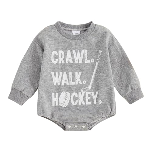 Gueuusu Crawl Walk Hockey Baby Boy Girl Romper Long Sleeve Retro Future Hockey Player Bodysuit Newborn Infant Sports Outfit