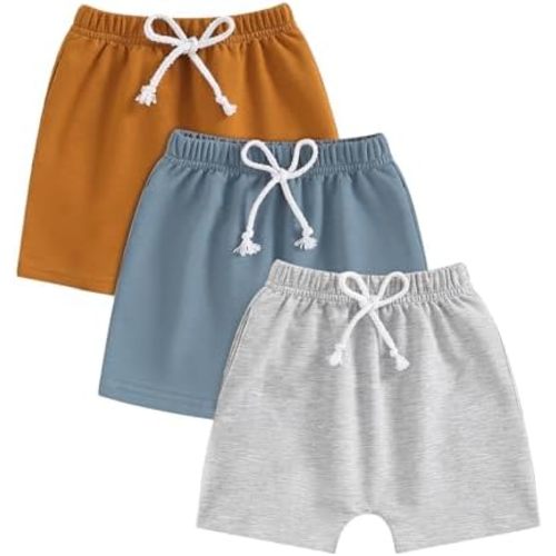 Baby Boys' Toddler 3-Pack Pull-on Jogger Shorts Knit Shorts Classic Fit Elastic Waist Shorts Kids Multipacks Pants