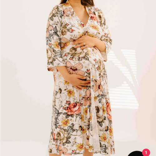 Lila Labor & Postpartum Gown in Vintage Floral