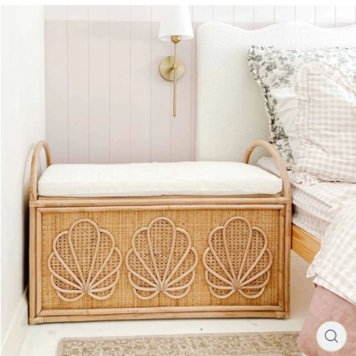 Clam Shell Rattan Trunk Storage