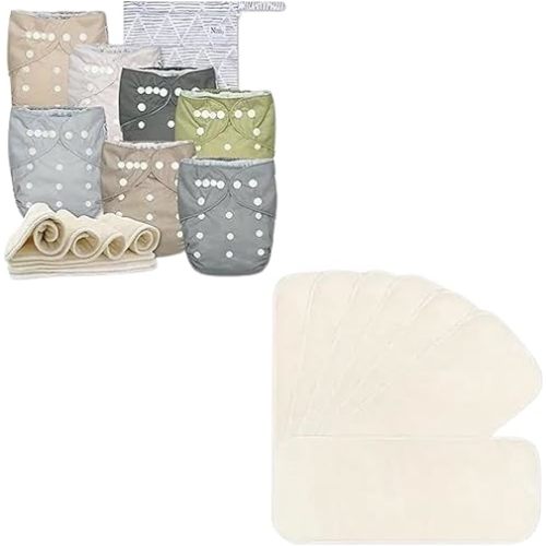 Nora's Nursery Cloth Diapers + 7 Pack Inserts with Snap