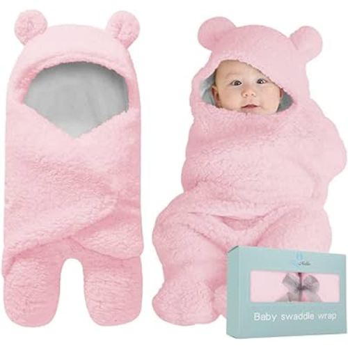 BlueMello Baby Swaddle Blanket | Ultra-Soft Plush Essential for Infants 0-6 Months | Receiving Swaddling Wrap Pink | Ideal Newborn Registry and Toddler Boy Accessories | Perfect Baby Girl Shower Gift