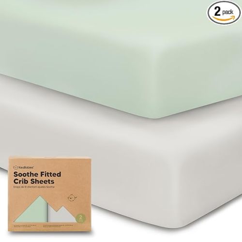KeaBabies 2-pk Organic Cotton Crib Sheets for Boys Girls 52x28 (Sage) | Fitted Crib Mattress Sheet Neutral, Breathable Cover for Baby Bed Set, Toddler Mattress, Soft & Cute Prints