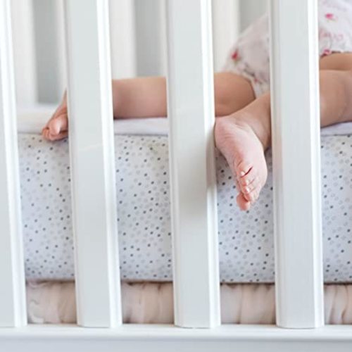 QuickZip Easy Change Crib Sheet with Wraparound Total Security Base, Gray Dot