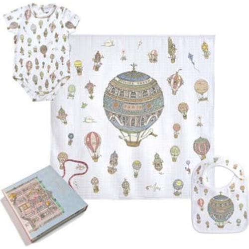 Hot Air Balloons Bib, Bodysuit & Swaddle Set
