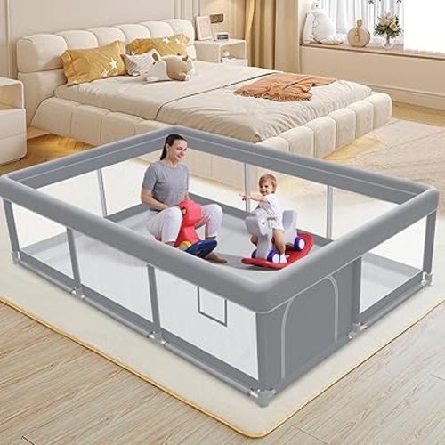 Extra Large Baby Playpen 74x 50 Inch Playpen for Babies and Toddlers with Anti-Slip Suckers and Zipper Gate, Safety Baby Activity Center for Indoor & Outdoor