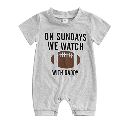 Honganda Infant Baby Boys Girls Football Season Jumpsuit Watch Football with Daddy Funny Romper Playsuit Sweatshirt