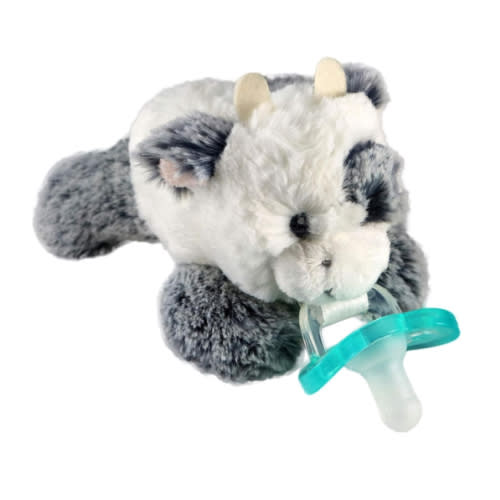 RaZbaby JollyPop Pacifier, Holder with Detachable Baby Pacifier, Stuffed Animal RaZbuddy, All Ages 0M+, 100% Medical Grade USA Made Silicone, Machine Washable, Textured & Easy to Hold – Cow