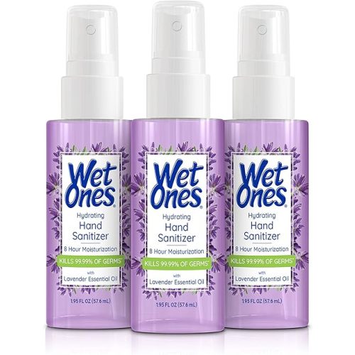 Wet Ones Hydrating Hand Sanitizer Spray Mist | Lavender-Scented Spray Hand Sanitizer Travel Size, 1.95oz (3 Pack)