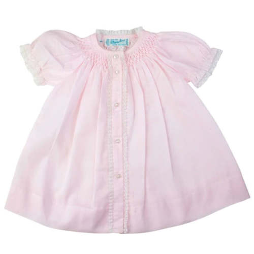 Girls Honeycomb Smocked Yoke Pink Daygown