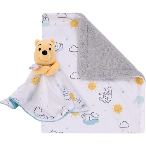 Disney Winnie The Pooh Super Soft Sherpa Baby Blanket and Security Blanket Set