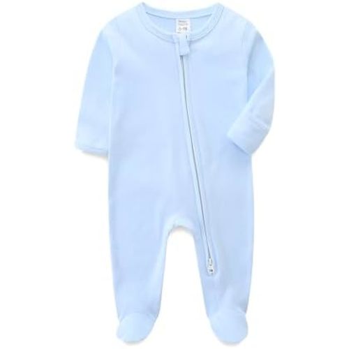 Unisex Baby Boy and Girl Zipper Onesie Solid Toddler Footie One-Piece Infant Romper Jumpsuit