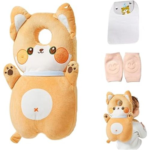 Baby Head Protector Backpack, Toddler Baby Head Protection Backpack with Baby Knee Pads Alarm Function for Walking & Crawling, Soft, Breathable and Wearing Safety Baby Head Protector