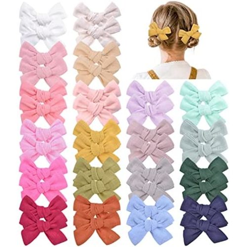 40 PCS 3 Inch Baby Girl Bows Fully Lined Non Slip for Infant Fine Baby Hair Bows Barrettes Accessory for Toddlers Kids in Pairs