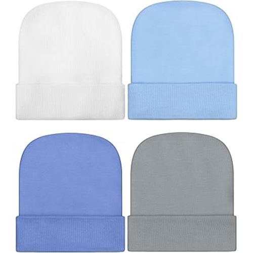 Geyoga Newborn Girl Boy Hat Newborn Beanie Stripes Hat Toddler Soft Caps Infant Cotton Knit Caps for Baby 0-6 Months