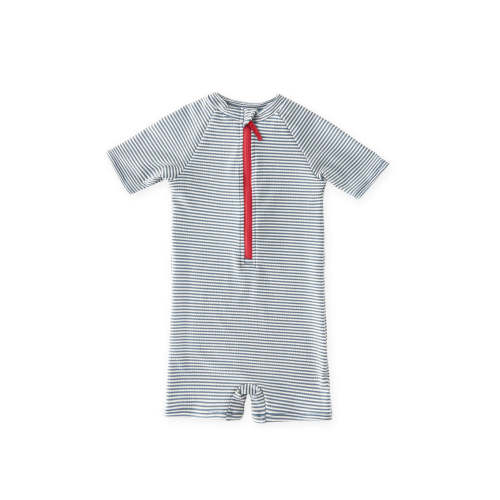 Pehr Swim Short Sleeve One Piece in Seersucker Ink - 0-6Mo