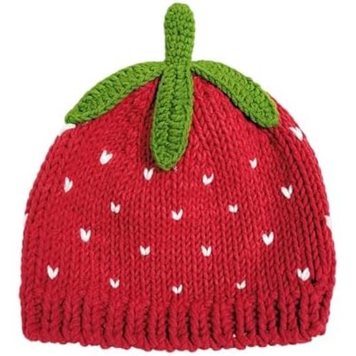 Baby Girls Knitted Strawberry Hat Strawberry Crochet Knitted Winter Hat Breathable Warm Hat