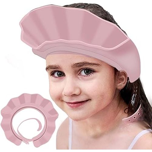 KOMIDK Baby Kids Shower Cap Shampoo Bath Bathing Hat Silicone Adjustable Washing Hair Shower Bathing Protection Shower Cap for Toddler, Baby, Kid, Children (Pink)